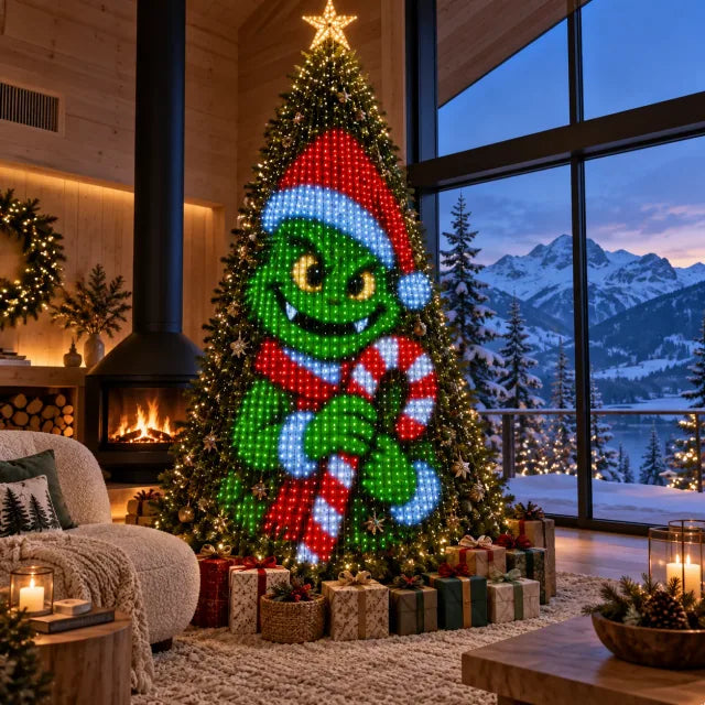 TreeSpark creature Christmas light scene